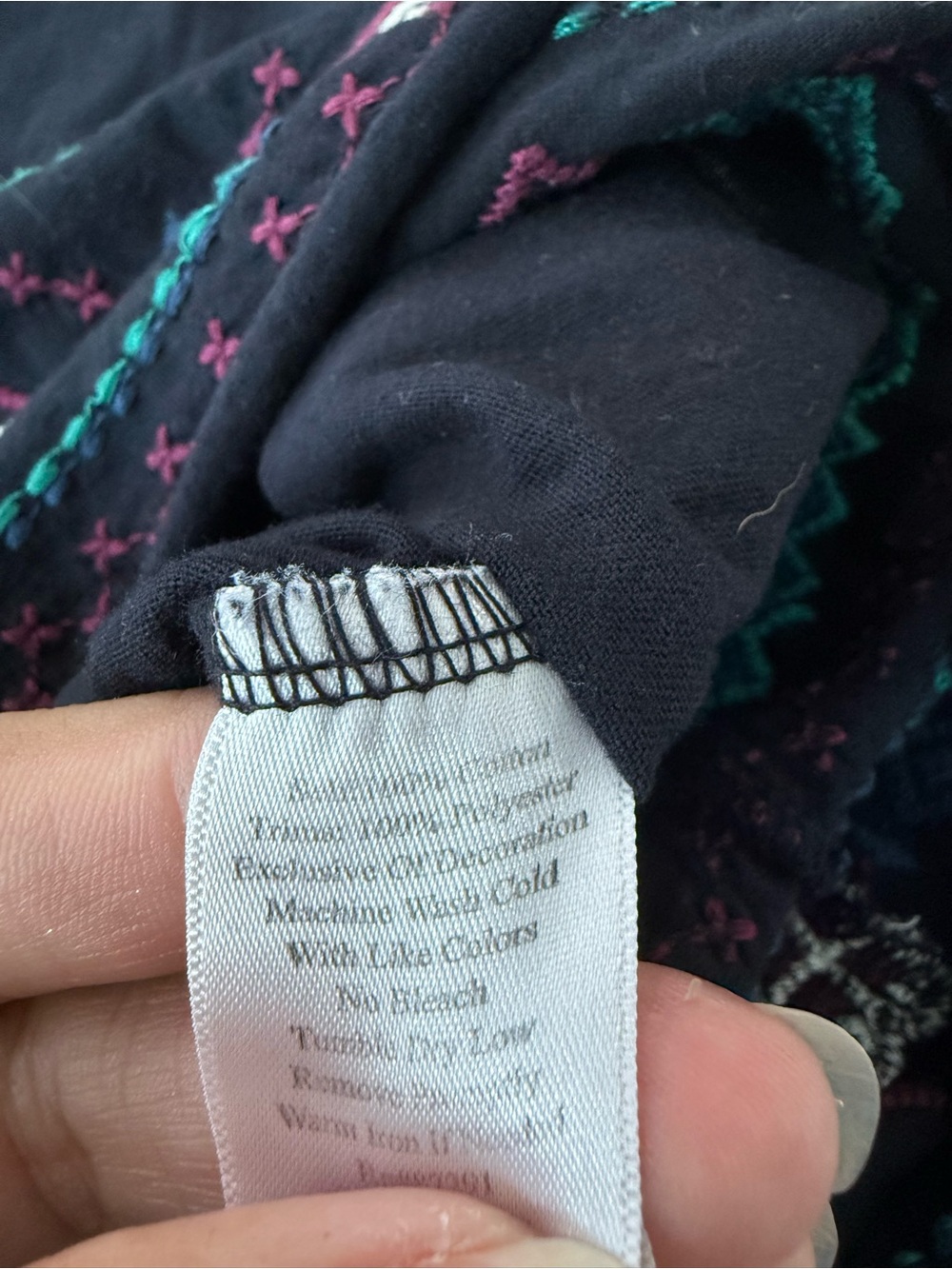 Johnny Was Biya Embroidered Floral Black Soft Dress Size Small E12 - Picture 6 of 8